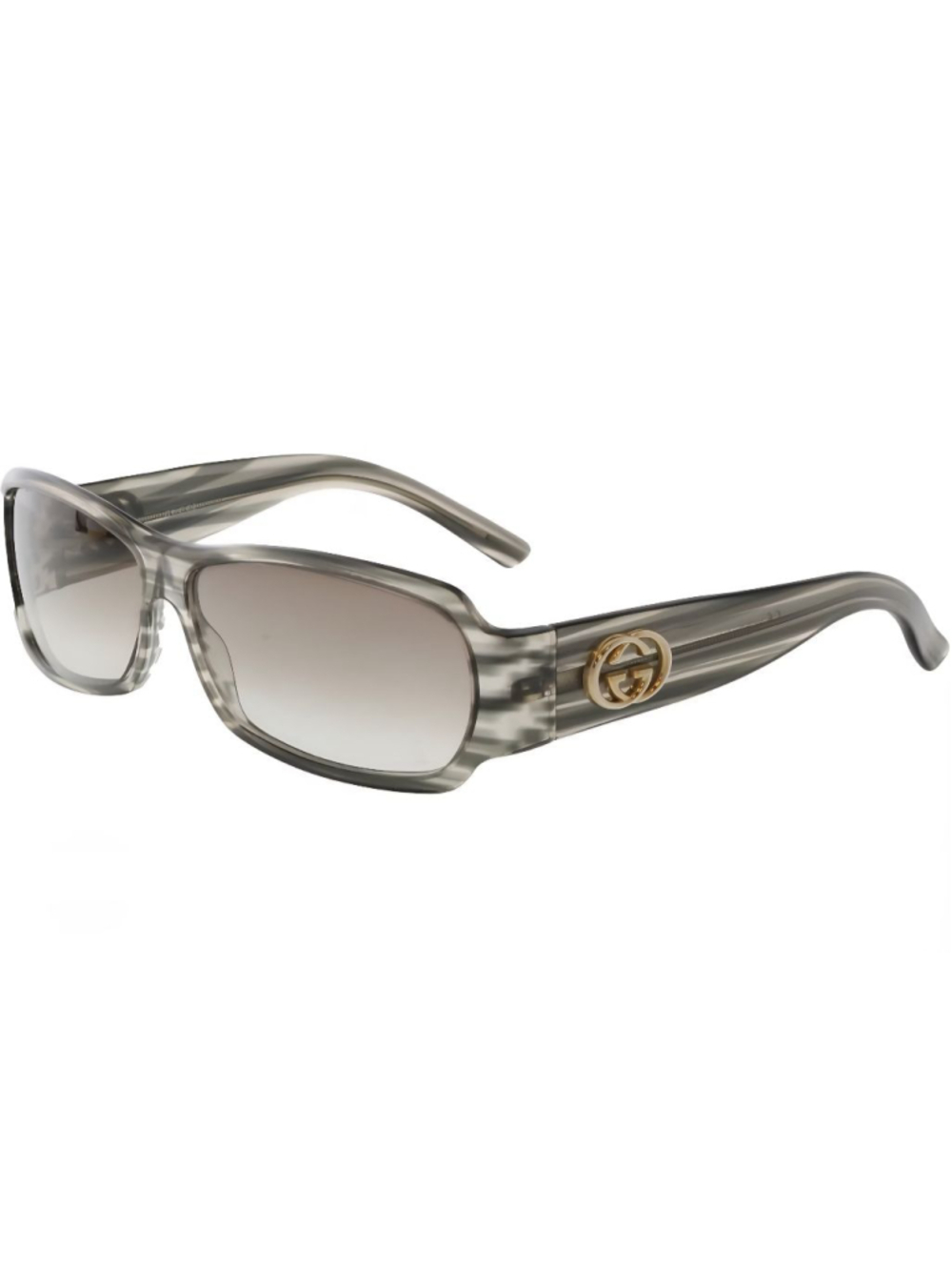 GUCCI Gray Rectangle Marble Gradient Sunglasses with Gold GG Logo GG 2935/S 16